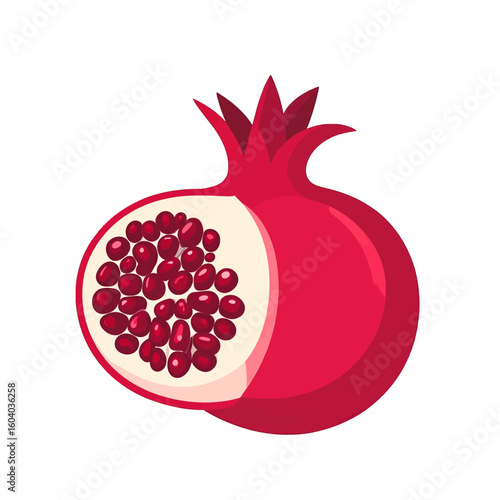Colorful Sliced Pomegranate Illustration