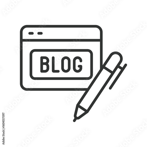 Blog, icon in line design. Blog, blogging, blogger, post, article, content, writing on white background vector. Blog, editable stroke icon