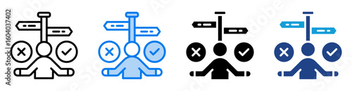 Decision making icon set multiple style collection
