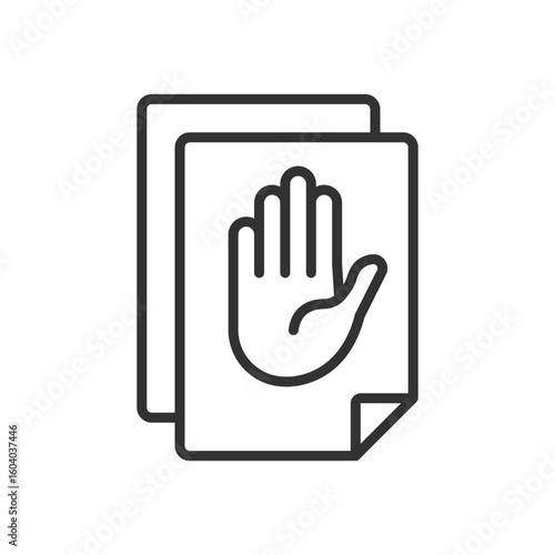 Plagiarism, icon in line design. Plagiarism, copyright, copy, duplicate, illegal content, intellectual property, originality on white background vector. Plagiarism, editable stroke icon
