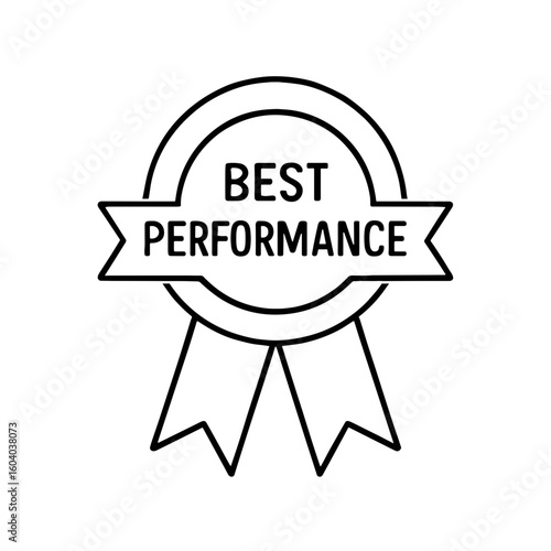 Best performance ribbon icon in black outline style – symbol of top achievement