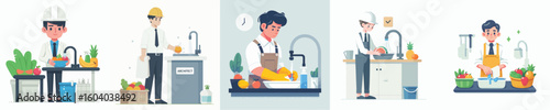 vector character architect washing fruit