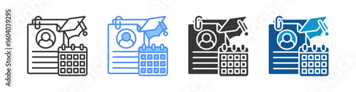 Curriculum Icon Set Multiple Style Collection