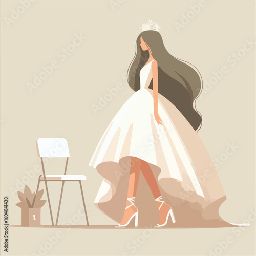 Illustration of queen in white dress