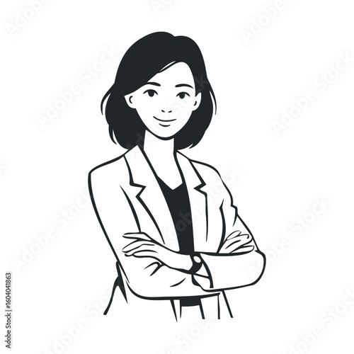Illustration of asian young adult female professional with confident pose