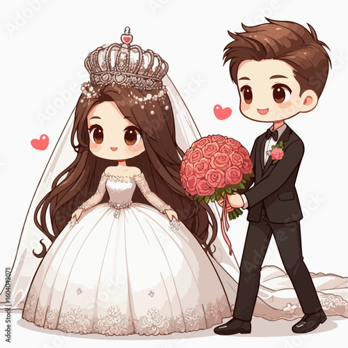 flat illustration of wedding couple