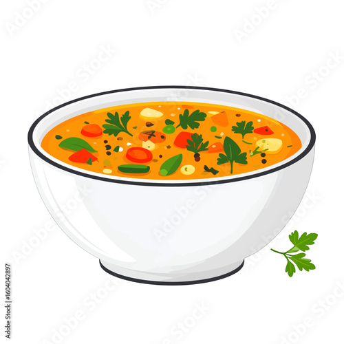 Bowl Of Vegetable Soup Illustration