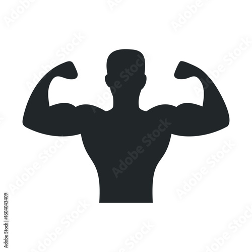 Silhouette of a muscular man flexing biceps
