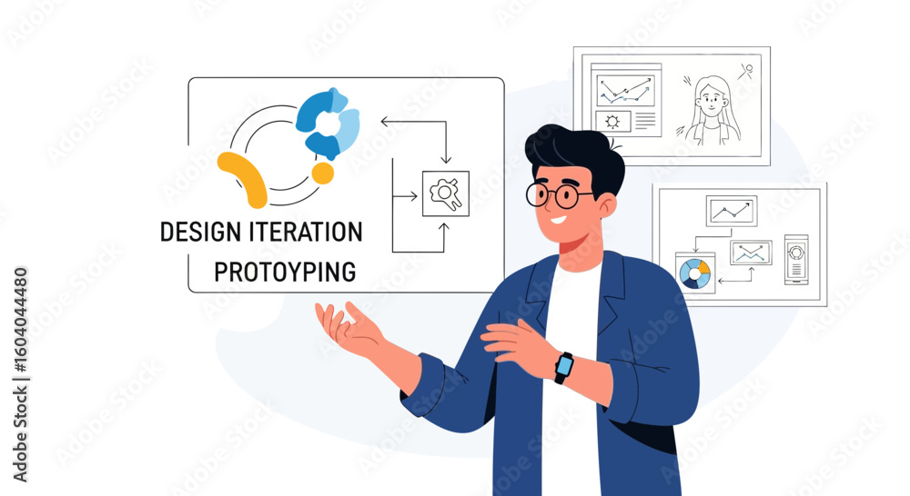 Obraz premium Explaining Design Iteration And Prototyping Development To The Team