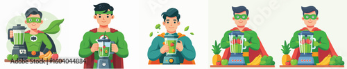 Super hero character vector blending fruit