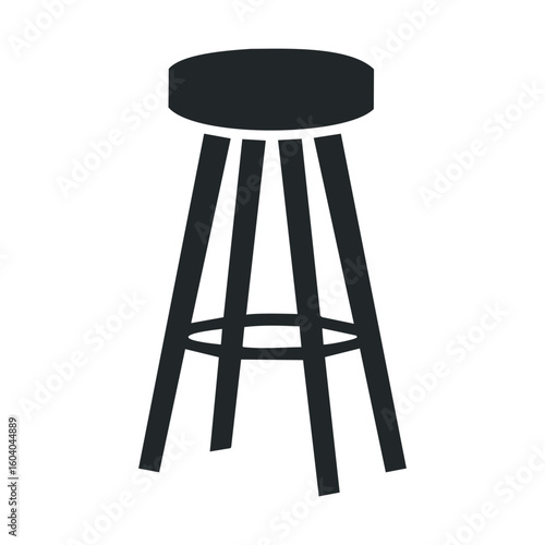 Minimalist black bar stool with circular seat and four legs