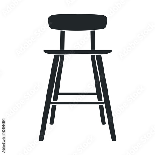Sleek modern black bar stool against white background