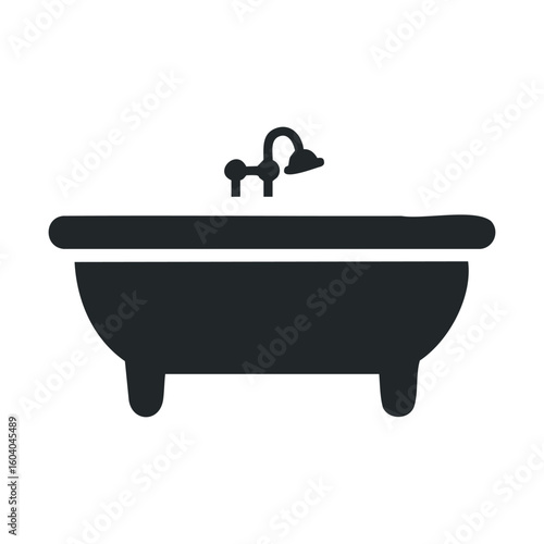 Simple black bathtub silhouette design with faucet