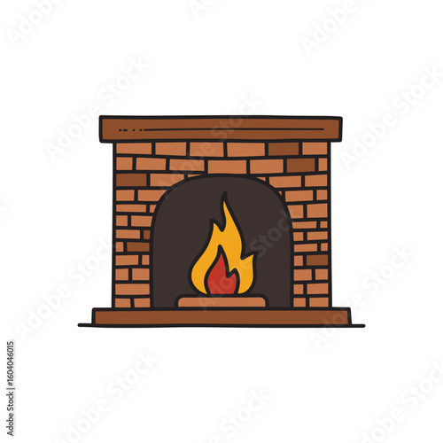 Sketchy doodle of a stone fireplace with visible hearth