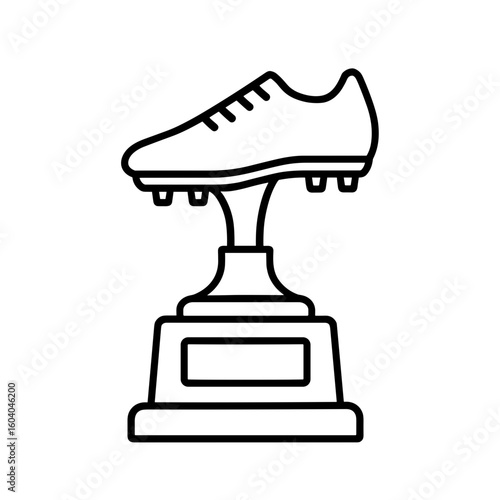 Football boot trophy icon in black outline style – symbol of football excellence