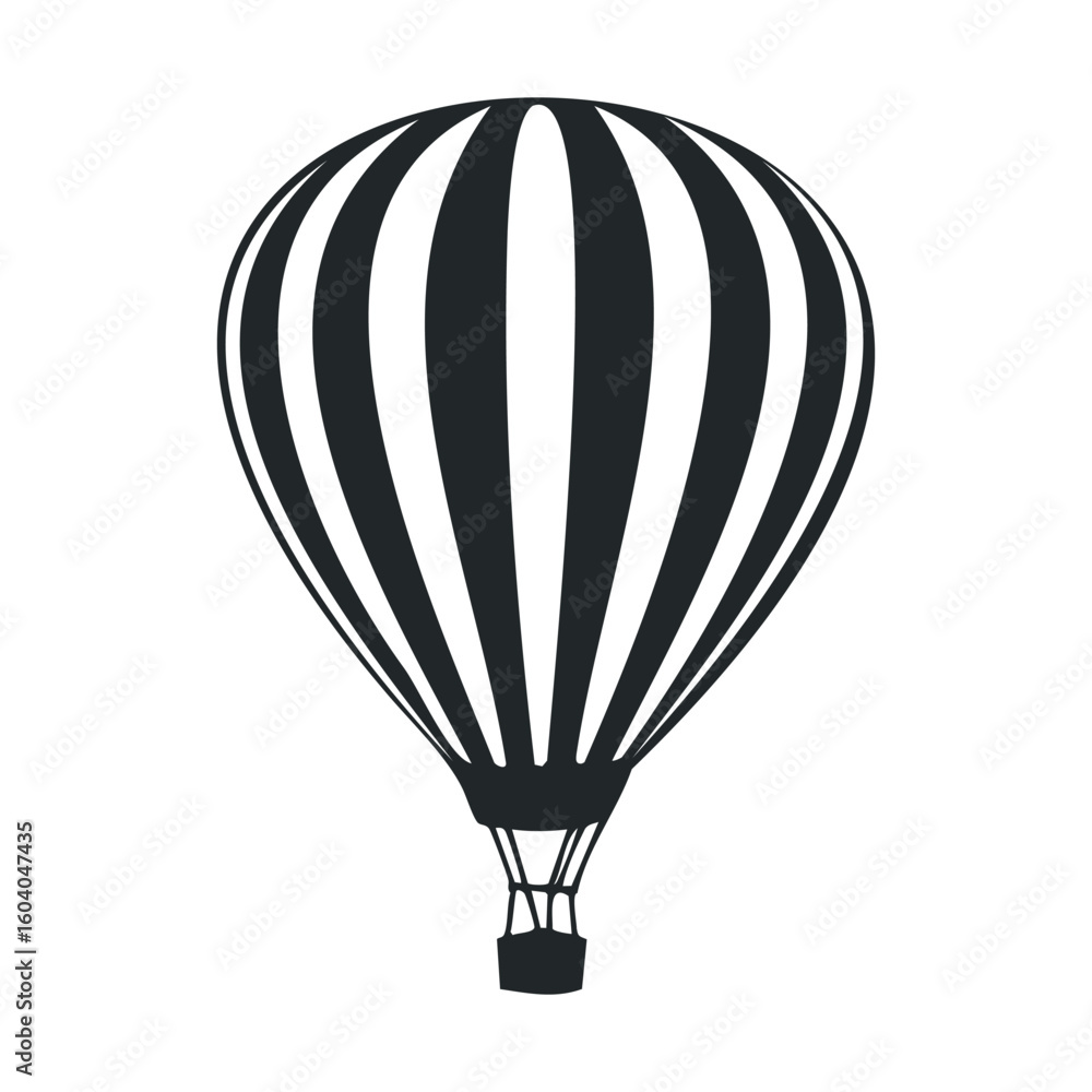 Naklejka premium Black and white striped hot air balloon icon illustration