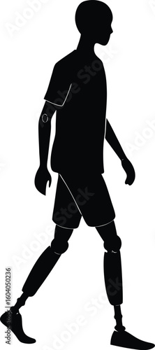 Silhouette of a person with prosthetic legs walking forward new 2025 trendy