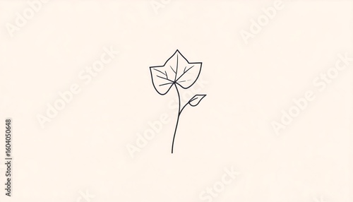 Simple line drawing of a plant leaf and stem