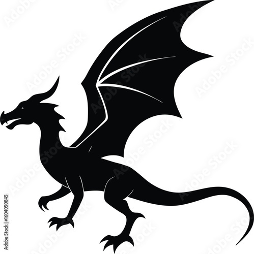 Majestic Silhouette of a Mythical Dragon Ready to Take Flight new 2025 trendy