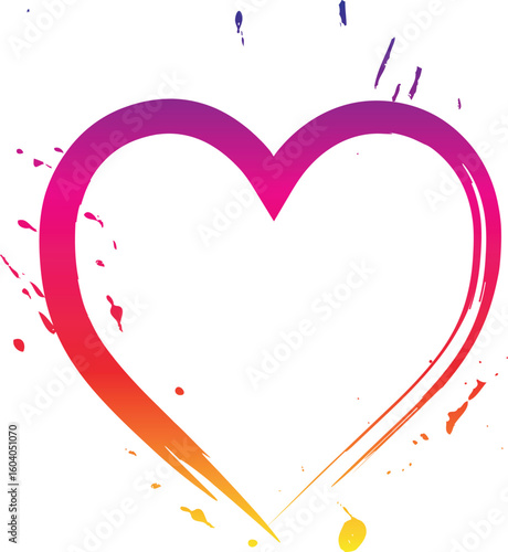 Heart love sign outline and fill in graffiti spraypaint isolated on white