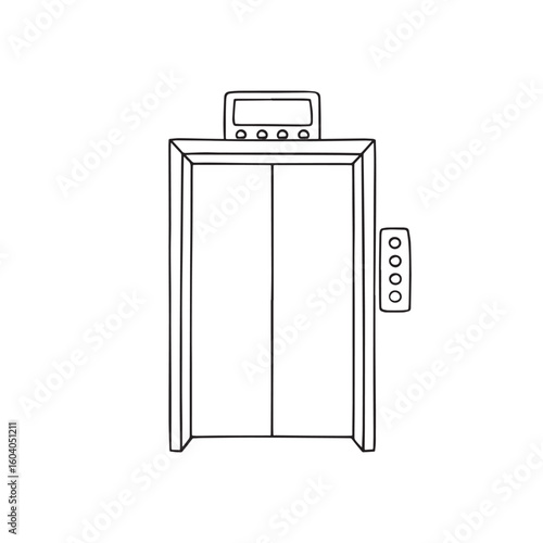 Doodle of a transparent glass elevator with control panel