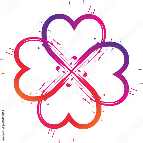 Heart love sign outline and fill in graffiti spraypaint isolated on white