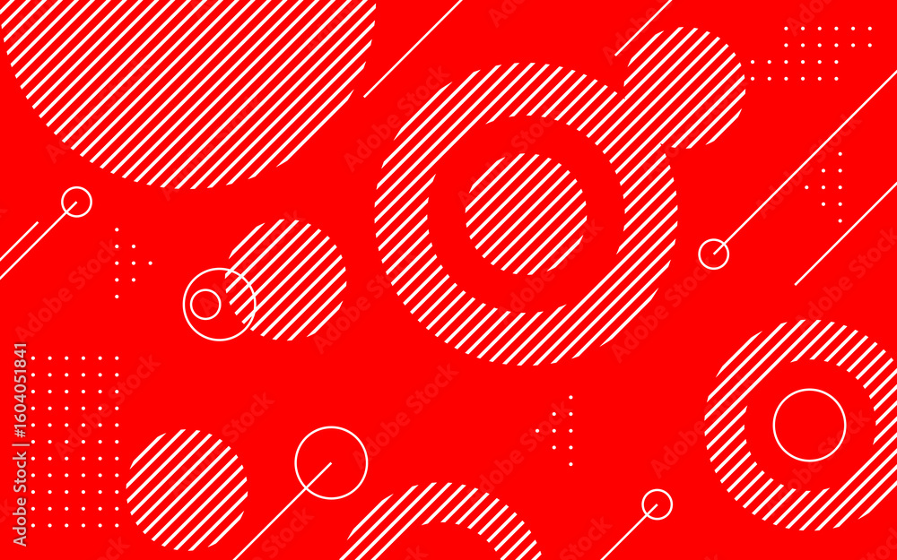 Tech Red Background, Bold Red Tech Pattern with Circles and Lines, Strong red tech-style background with bold shapes and lines.