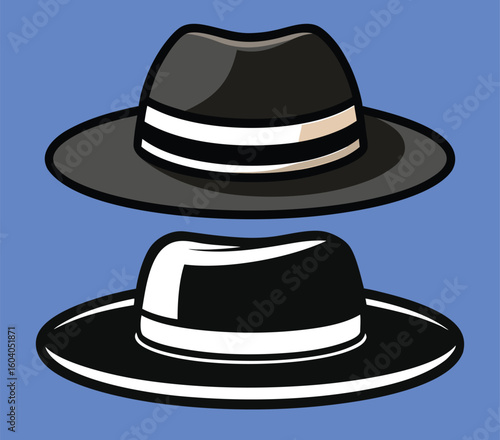 Set of classic and vintage hats vector illustration on white background