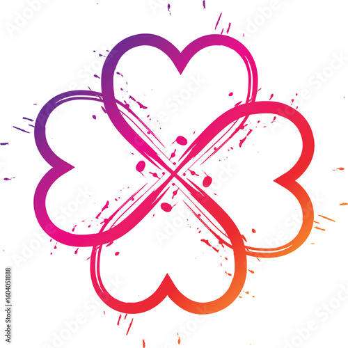 Heart love sign outline and fill in graffiti spraypaint isolated on white