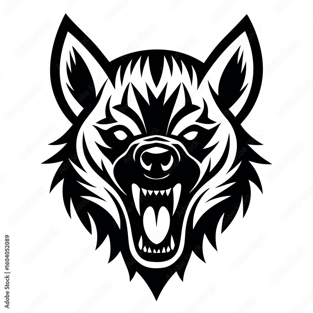 Obraz premium Minimalist Fierce hyena logo vector illustration. 