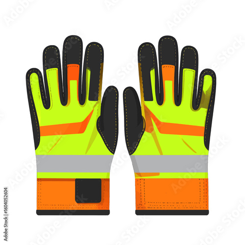 Pixelated Safety Gloves In Bright Yellow Orange Black Colors