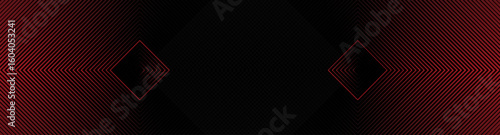 3D black red techno abstract background overlap layer on dark space with glowing lines decoration.