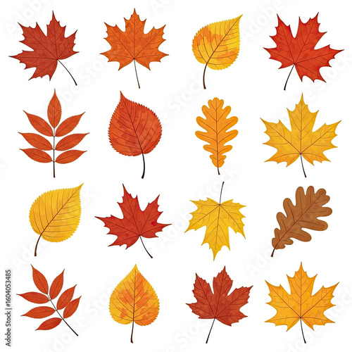 set of autumn leaves