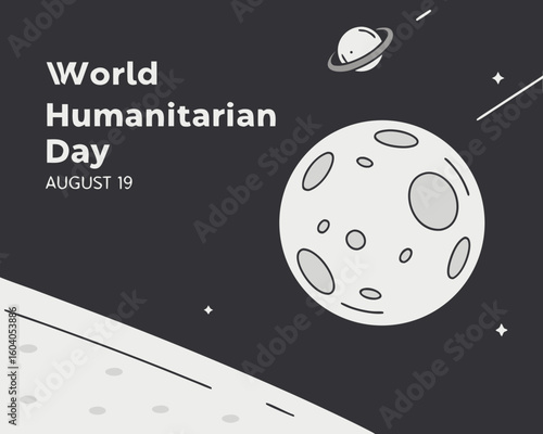 a moon floats in space, symbolizing interstellar care. great for humanitarian campaign visuals and social awareness designs.