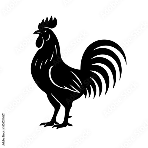 Vector Illustration of a Proud Rooster Silhouette**