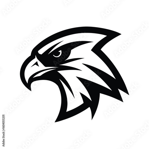 Aggressive falcon head with dynamic speed lines and intense gaze silhouette