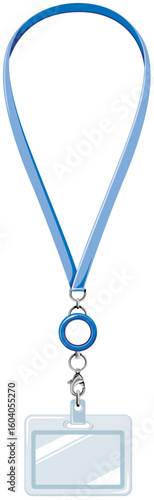 IDカードホルダーとリール付きネックストラップ／社員証・名札用ベクターイラスト素材(ID Card Holder with Retractable Badge Reel and Neck Strap – Vector Illustration)