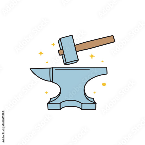 Doodle of a blacksmith's hammer beside metal anvil