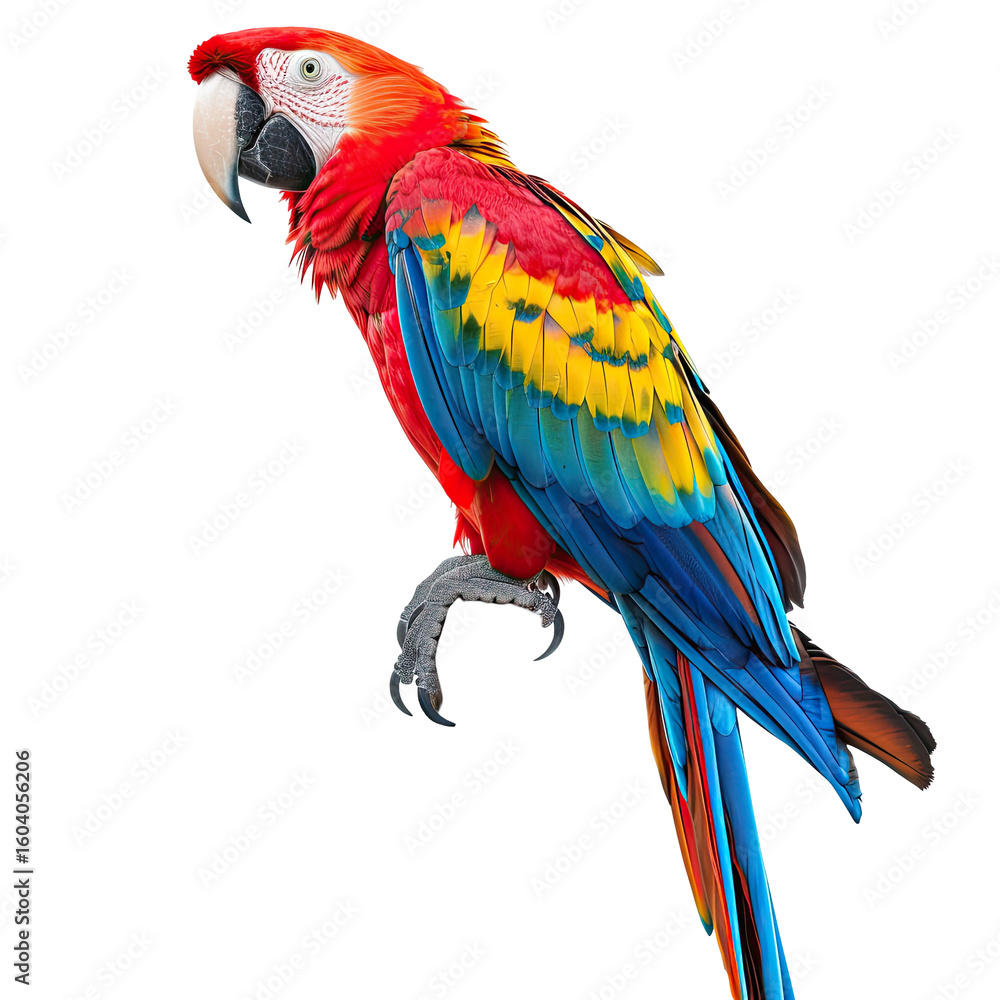 Fototapeta premium Vibrant macaw portrait against black background
