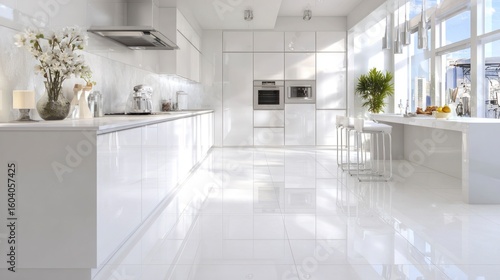White modern kitchen interior design