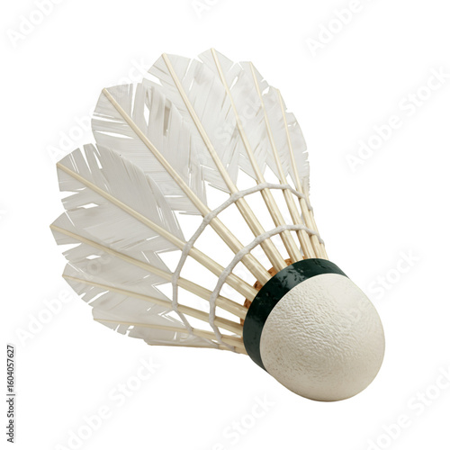White badminton shuttlecock with feathers for playing sports game activity