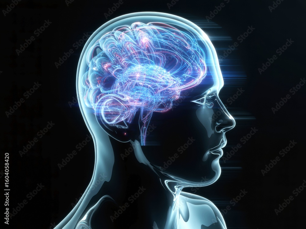Obraz premium x-default Human Brain Anatomy with Neural Connections