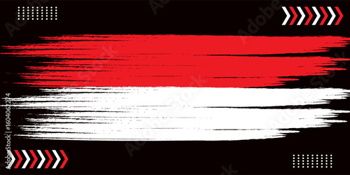 Indonesia Flag Brush Stroke Style on Black Background – Grunge Artistic Vector Illustration