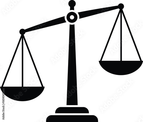 Simple Black and White Justice Scale Icon