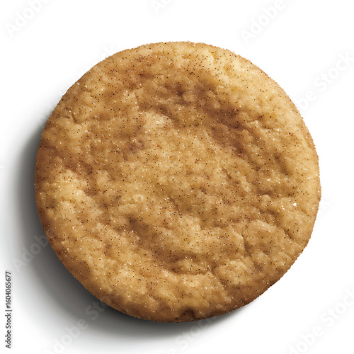 A single round cookie with a golden-brown surface and speckled cinnamon topping