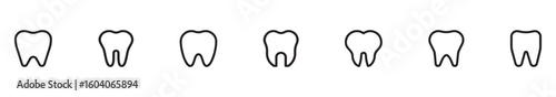 Tooth vector icon symbol. Tooth icons set. Tooth shape symbol. Vector illustration. Black icon of tooth isolated. 