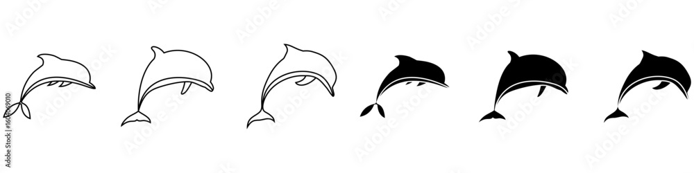 Fototapeta premium Dolphin icon vector set. Fish illustration sign collection. killer whale symbol. Sea ​​life logo.