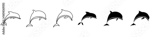 Dolphin icon vector set. Fish illustration sign collection. killer whale symbol. Sea ​​life logo.