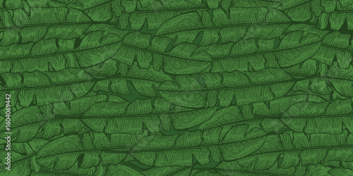 Tropical banana leaf seamless pattern jungle leaves background