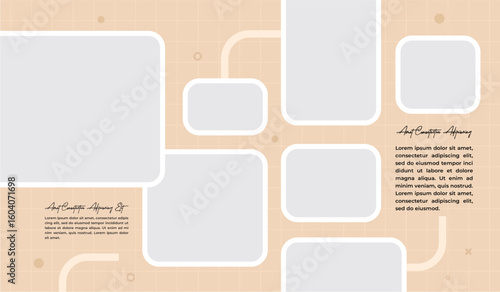 Pictures or photos frame collage, page grid layout abstract photo frames and digital photo wall template